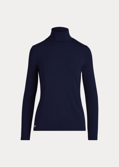 Playeras Ralph Lauren Mujer Azul Marino - Jersey Turtleneck - SWIVD9780